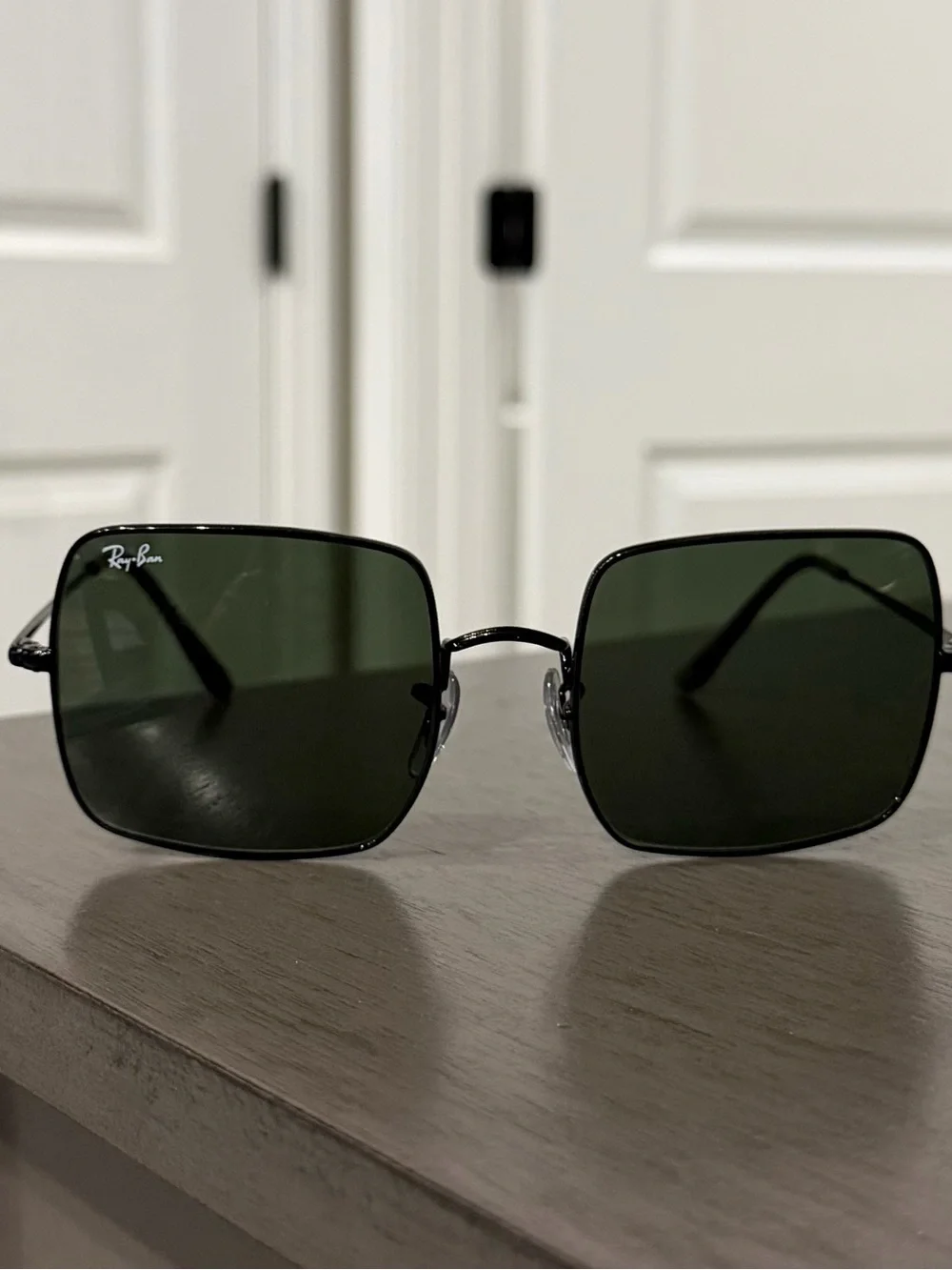 1971 Ray-Ban Black Square Sunglasses with Dark Lenses